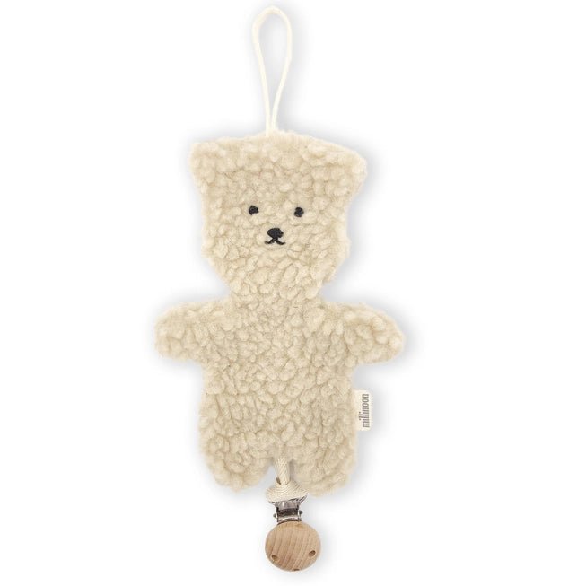 Attache Tétine Clip Ourson Sherpa - Beige - Lina et Compagnie