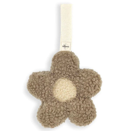 Attache Tétine Fleur Marguerite en Sherpa - Taupe / sable - Lina et Compagnie